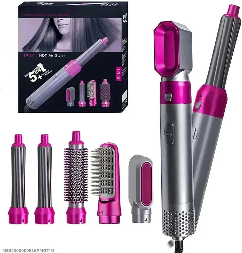 5-in-1 Hot Air Styler & Hair Dryer Brush – Multi-Function Hair Styling Tool with Curling, Straightening & Volumizing Attachments