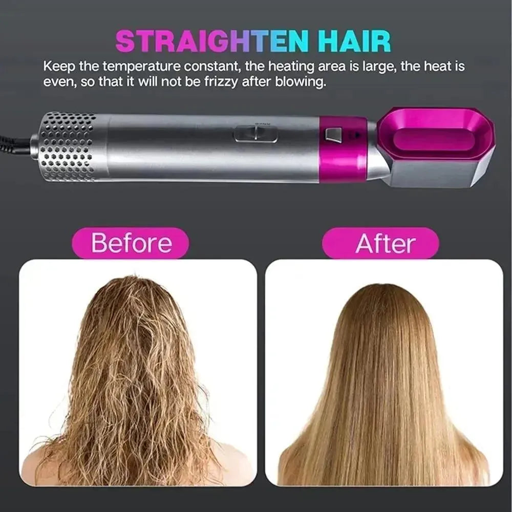 5-in-1 Hot Air Styler & Hair Dryer Brush – Multi-Function Hair Styling Tool with Curling, Straightening & Volumizing Attachments