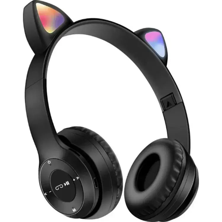 Cute Cat Ear Wireless Bluetooth Headphones with LED Light – Foldable Stereo Headset for Kids & Adults