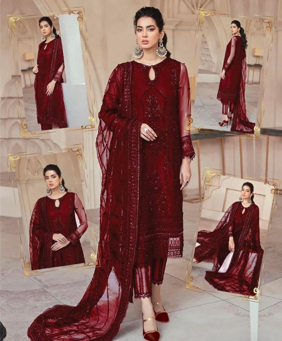 Luxury Black Chiffon Embroidered 3 Piece Suit – Premium Party Wear for Women