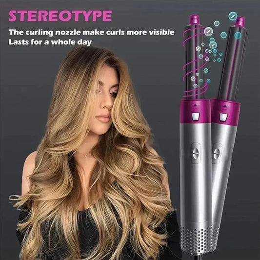 5-in-1 Hot Air Styler & Hair Dryer Brush – Multi-Function Hair Styling Tool with Curling, Straightening & Volumizing Attachments